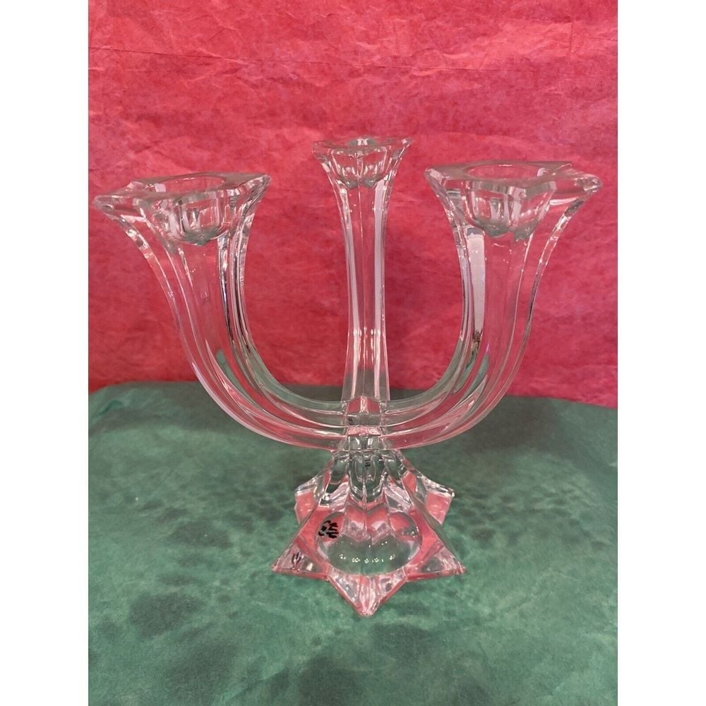 Vintage Villeroy &‎ Boch Lucca Lead Crystal 3 Arm Candelabra / Candle Holder *